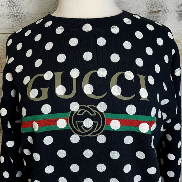 Gucci Black Logo Polka Dot Sweatshirt XXXS XS 617964 Designer Luxury Top Trendy - Picture 5 of 16